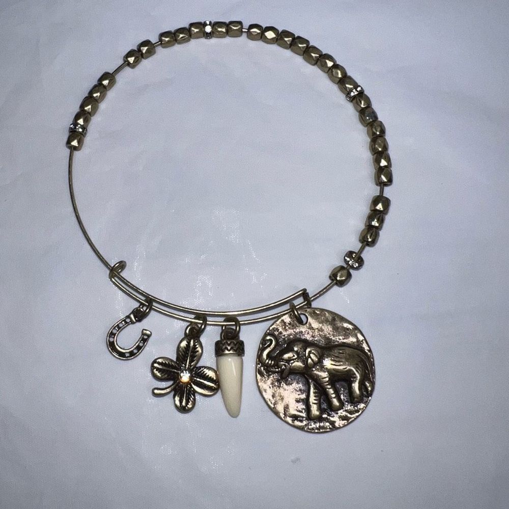 Gold Tone All The Luck Lucky Charms Bangle